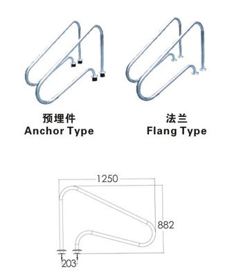 표면은 1.0mm SS304 수영풀 횡령 손잡이를 닦았습니다