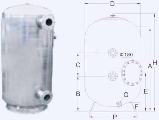 15m3/H 800mm 상업적인 수영풀 모래 여과기