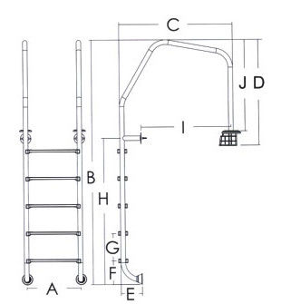 Safety 2 Steps 1.2mm Stainless Steel Swimming Pool Ladder