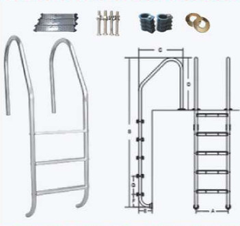 SL215 스테인리스 스틸 수영장 사다리